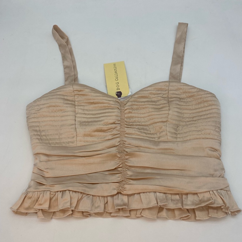 Elegant Beige Ruffled Women's Top